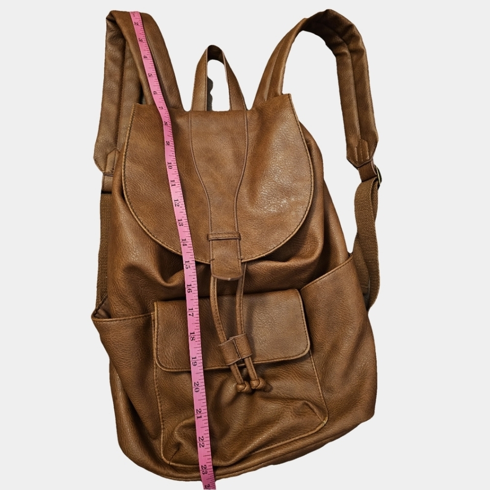 Universal Thread Brown Rucksack Style Faux Leather Flap Closure Backpack - Picture 10 of 12